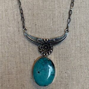 Silver and Turquoise Pendant Necklace